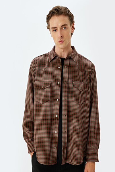 Koton Red Plaid Men's Adult Shirt 5Wam60122Hw