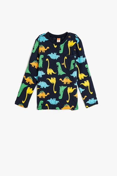 Koton Navy Blue Patterned Baby Boy T-Shirt 5Wmb10012Tk