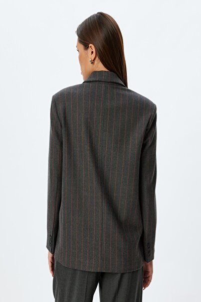 Koton Claret Red Striped Women's Jacket 5Wak50152Uw