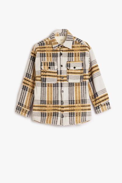 Koton Ecru Plaid Boy's Jacket 5Wkb20006Tk