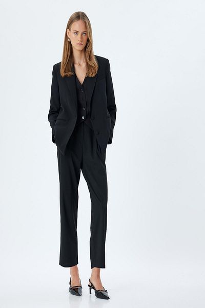 Koton Women's Black Trousers 5Wak40008Pw