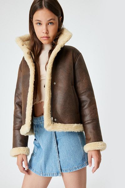 Koton Braune Mädchenjacke 5WKG20052AW