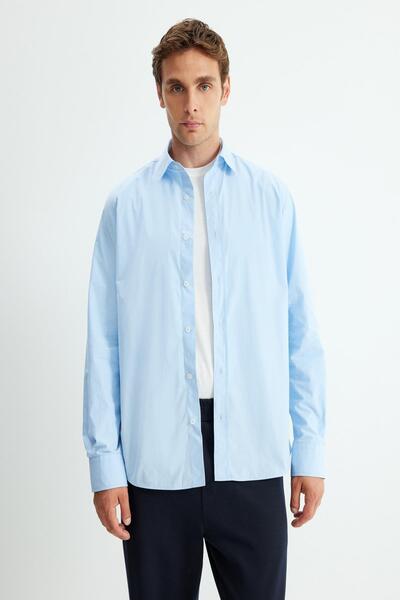 Koton Modrá pánská košile pro dospělé 5Wam60110Hw