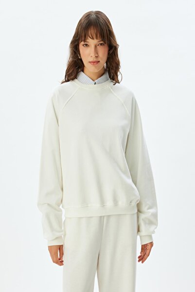 Koton Λευκό Γυναικείο Φούτερ 5WAK10224EK