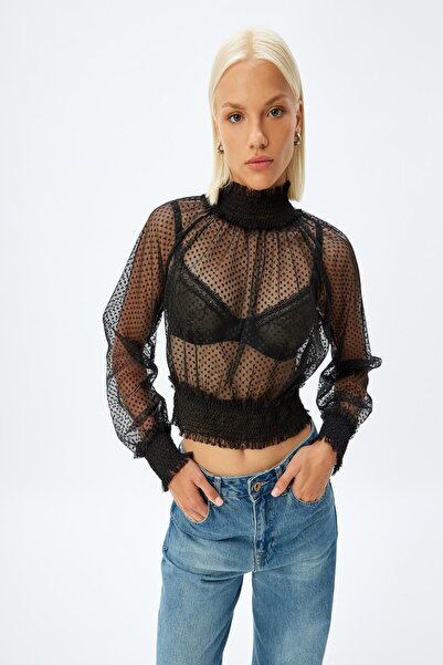 Koton Schwarze Damenbluse 5WAK80051EK