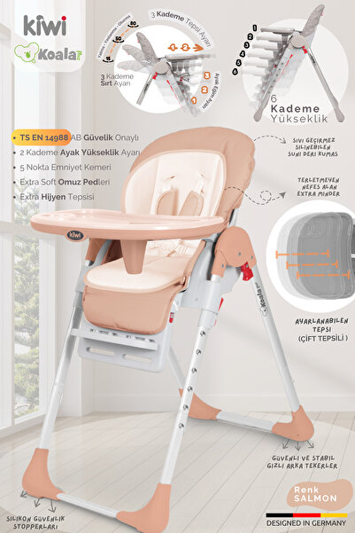 Kiwi Koala Mama Sandalyesi Portatif Katlanır Yükseklik Ayarlı Tekerlekli İçi ...