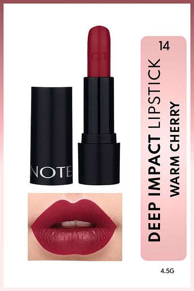 NOTE Deep Impact Lipstick Creamy Textured Semi-Shiny Lipstick 14 Warm Cherry - Red
