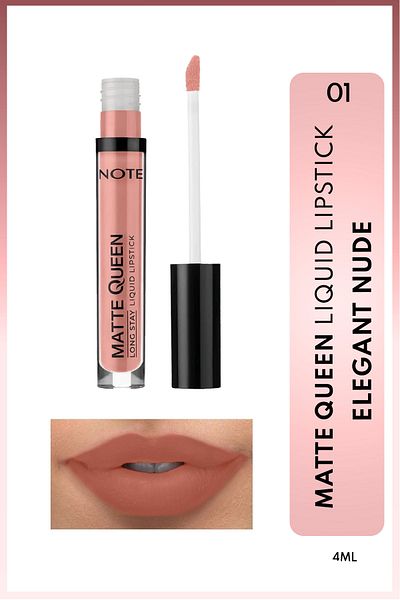 NOTE Matte Queen Lipstick Lasting Matte Liquid Lipstick - 01 Elegant Nude - Nude