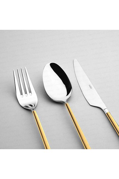 Nehir Gloria Gold - 84 Pieces Boxed Fork Spoon Knife Set for 12 People