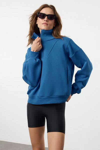 Kolekcia Trendyol Fleecová oversize pletená mikina – stojačik, zips – Twoaw23Sw00708