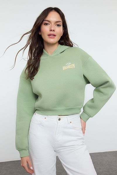 Trendyol Collection Menta*001 - Vastag belső pulóver kapucnival és gyapjúval Twoaw22sw0711