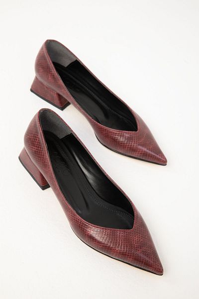 SOHO 1966 Model Claret Red Honeycomb Women's Classic Heeled Shoes