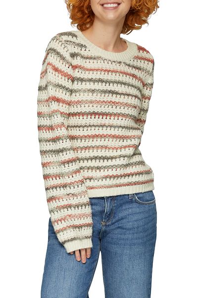 QS by s.Oliver Měkký polyester-Mix Crew top s proužky