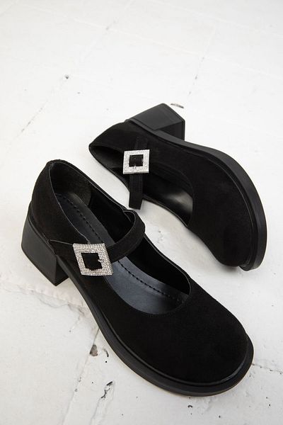 SOHO Classic Black Suede Women's Heeled Shoes - 19741