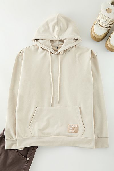 Trendyol Collection Základní mikina s dlouhým rukávem Oversize s kapucí – s nášivkou TMNSS21sw0221