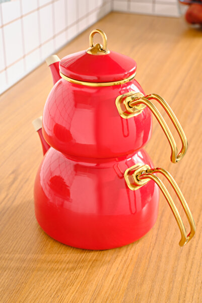 Karaca Retro Emaye Midi Çaydanlık Kırmızı