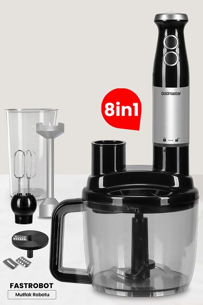 GOLDMASTER Fastrobot Inox Stainless Steel 8 in 1 Multi-Purpose Food Processor Multi Blender Set