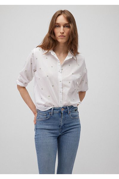 Mavi Blue Women's Long Sleeve Shirt - Comfrey Leave Print 1210030 -88007