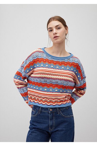 Mavi Red Jacquard Loose Cut Sweater - 1710154 -70460