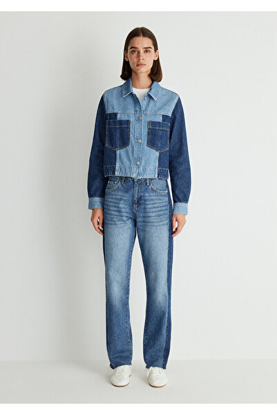 Mavi Tanya Recycled Blue Parçalı Jean Ceket 1110477-87975