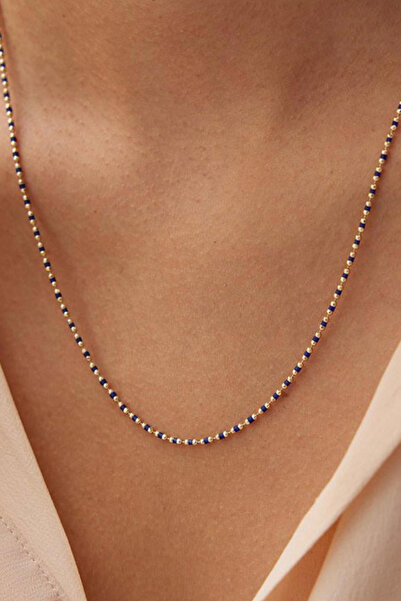 Bilezikci Lacivert Mineli Kolye Bileklik Altın Set