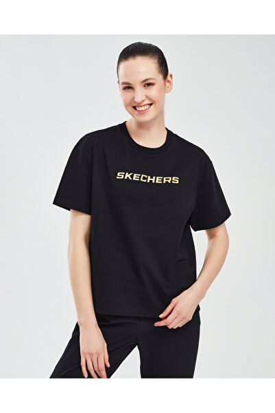 SKECHERS Γραφικό T-Shirt W κοντομάνικο γυναικείο μαύρο μπλουζάκι S241012-001