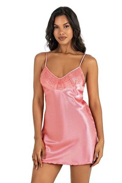 PRIMODA Coral Short Satin Nightgown 8240