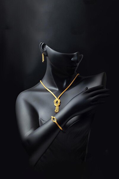 Bilezikci İtalyan Örgü Zincirli Altın Takı Seti