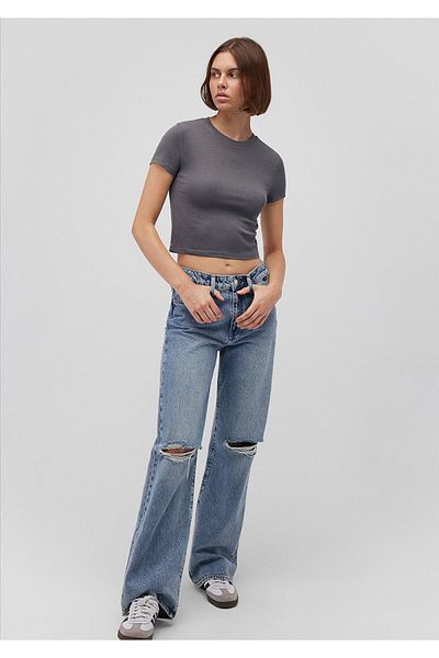 Mavi Anthracite Basic T-Shirt Crop / Short Cut 1600814 -86560