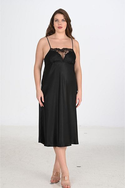 AHU 2-Piece Black Dressing Gown Set Big Size 6221