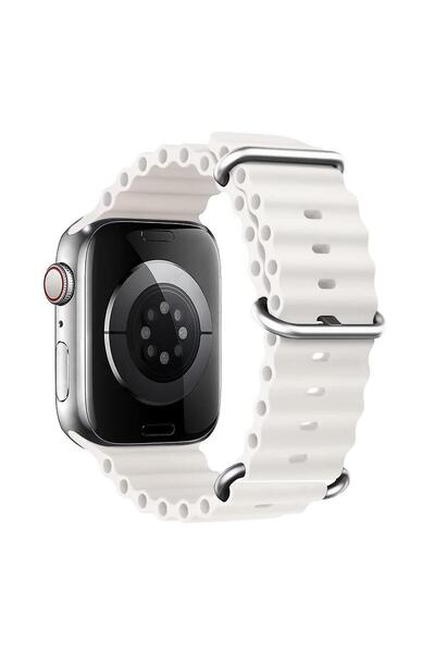 Microsonic Apple Watch Series 10 42mm Kordon Aqua Belt Beyaz