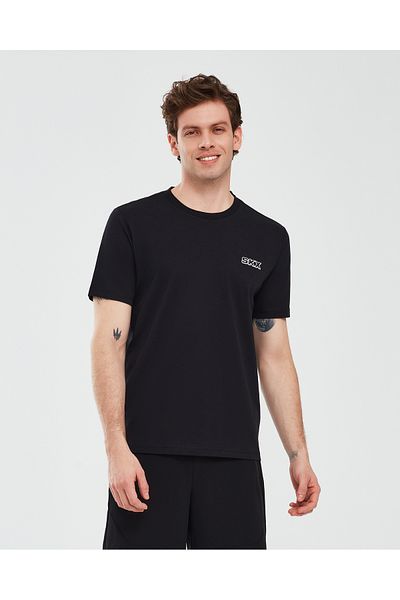 SKECHERS Мъжка тениска с графичен дизайн, къс ръкав, черна, S241054-001
