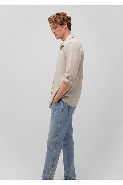 Mavi Beige gestreiftes Slim-Fit-Lyocell-Hemd - 0211081 -82393