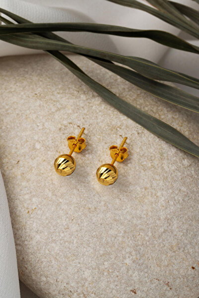 Bilezikci Kalemli 22 Ayar Top Altın Küpe 6 mm.