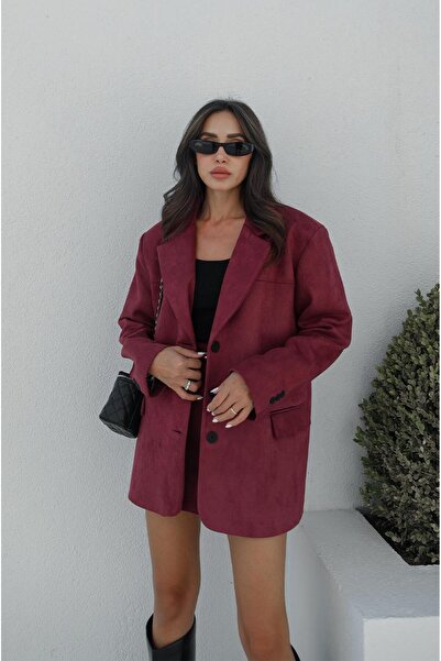 Havoş Suede Burgundy Blazer Jacket
