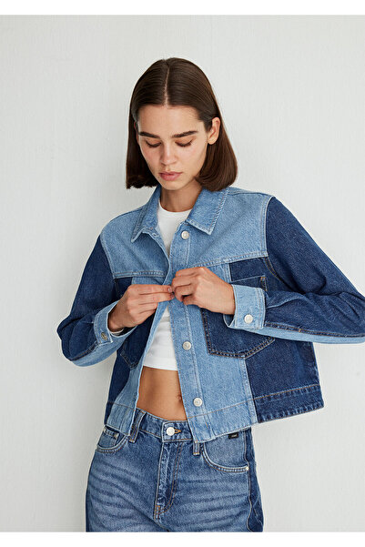 Mavi Tanya Recycled Blue Parçalı Jean Ceket 1110477-87975