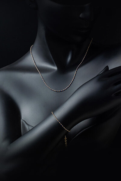 Bilezikci Lacivert Mineli Kolye Bileklik Altın Set