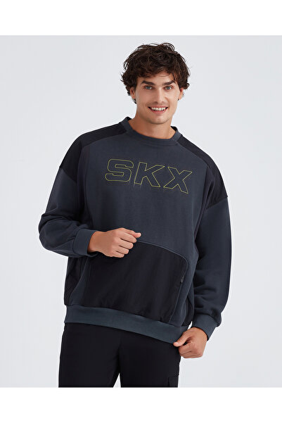 SKECHERS M LW Fleece Crew Neck Sweatshirt Erkek Gri Sweatshirt S232277-040