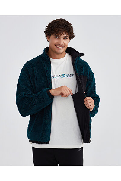 SKECHERS M Outdoor Fleece Full Zip Sherpa Erkek Petrol Mont S232294-405