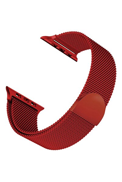 Microsonic Apple Watch Series 10 42mm Kordon Luxe Metal Twist Koyu Kırmızı