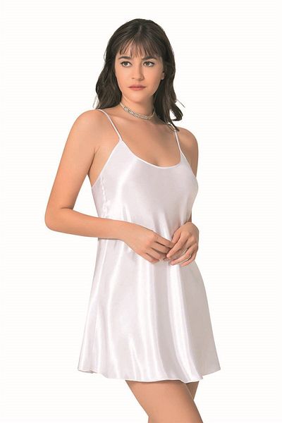 PRIMODA Short Satin White Nightgown
