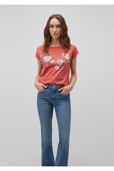 Mavi Rosafarbenes T-Shirt mit Blumenmuster und normaler Passform - 1612618 -71102