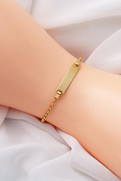 Bilezikci Plakalı 14 Ayar Altın Bebek Künyesi