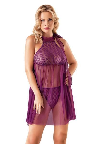 PRIMODA Purple Short Tulle Nightgown 4250