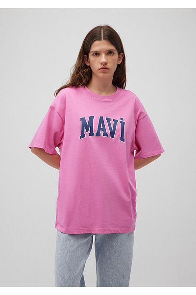Mavi Rosafarbenes Oversize-T-Shirt mit Logo-Aufdruck - 1600843 -71033