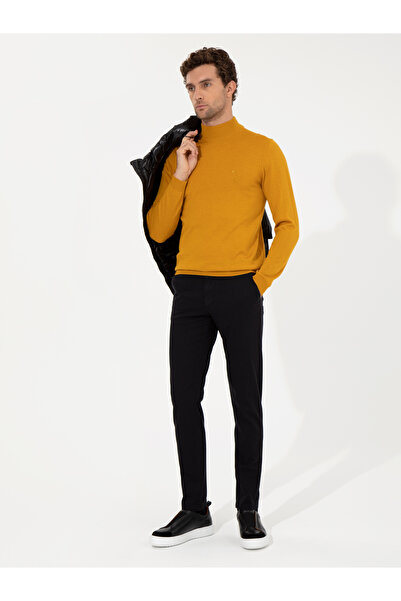 Cacharel Sarı Slim Fit Yarım Balıkçı Basic Triko Kazak 50257711-VR044