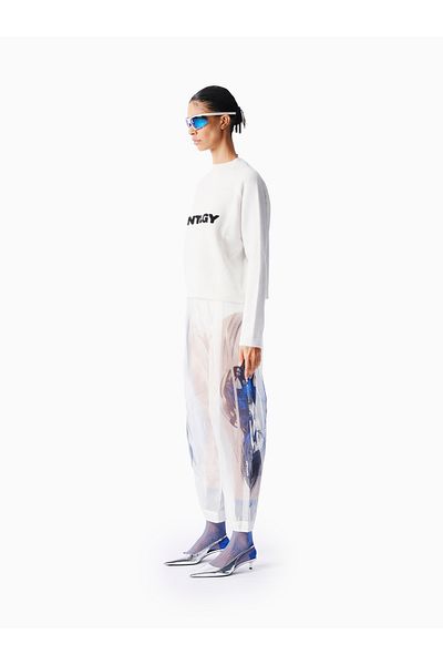 KNTLGY White Long Sleeve Crew Neck Logo Sweatshirt