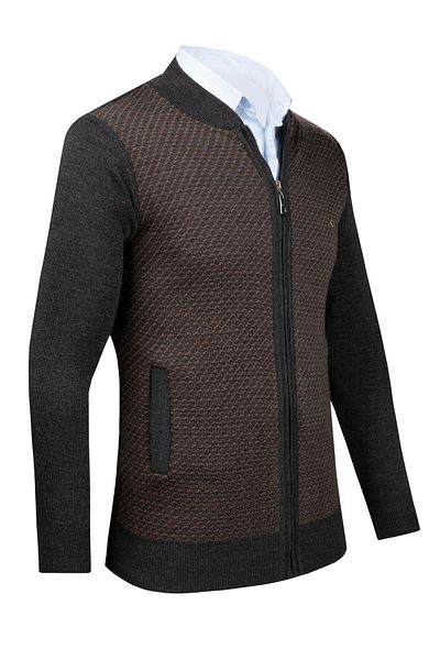 Çizgi Triko Çizgi Knitwear Ανδρικά Πλεκτά Ζακέτα με φερμουάρ Λεπτομέρεια τσέπης με μοτίβο από ατσάλι πλεκτό κλασικό καλούπι - 5011K