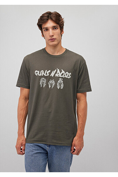 Mavi Guns N Roses Baskılı Gri Tişört Loose Fit / Bol Rahat Kesim 0612298-70090
