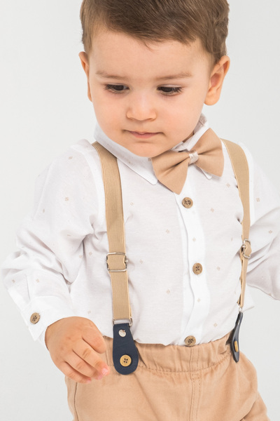 Mai Perla 1-5 Yaş 4 Parça Papyon ve Slopetli Takım Elbise Bebek Takımı